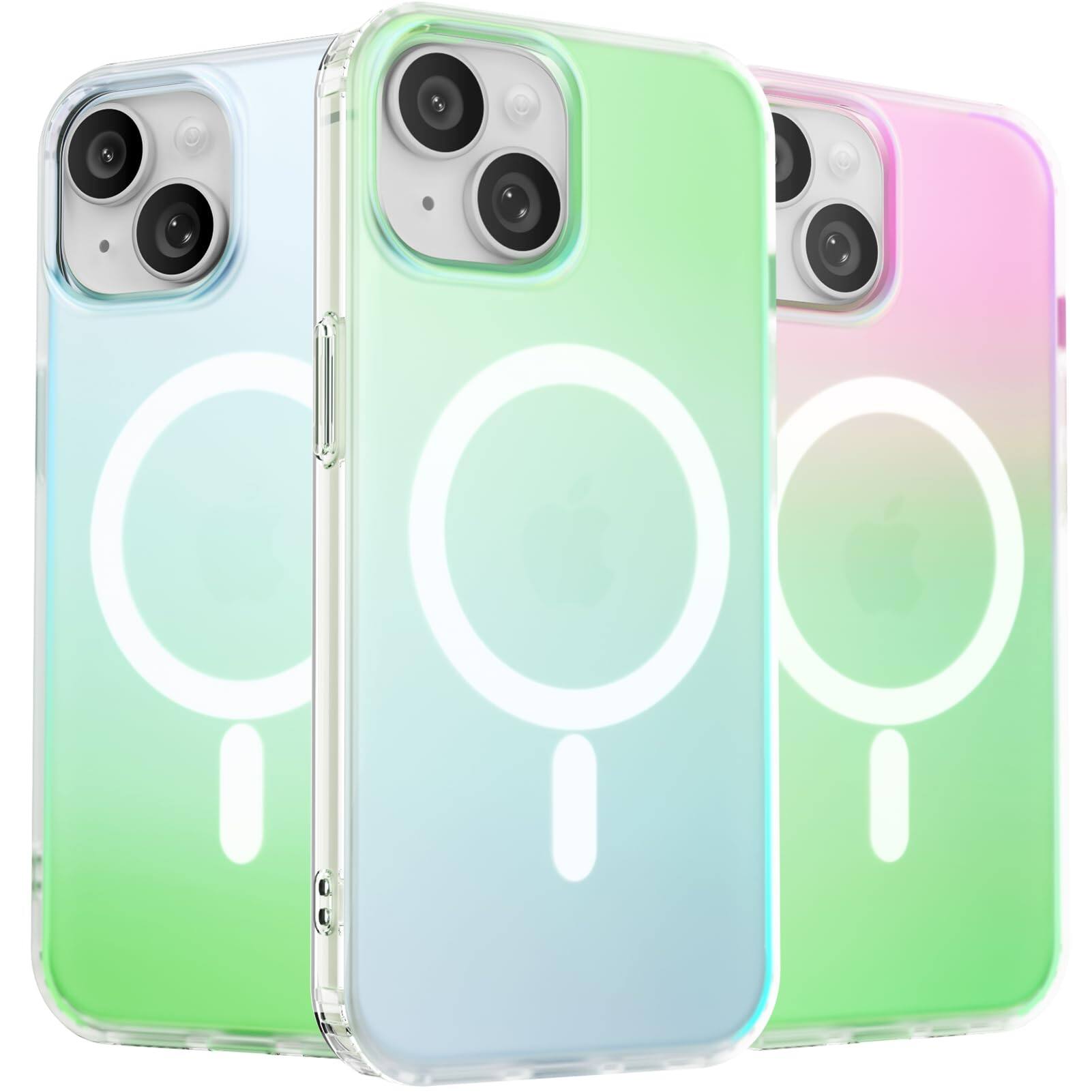 Front. Ornarto - ORNARTO Magnetic Case for iPhone 15 6.1" Compatible with MagSafe,Shockproof Protective Rainbow Phone Case-Aurora - Aurora.