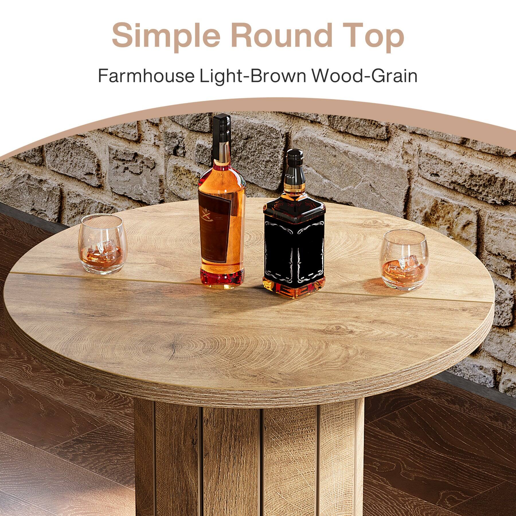 Tribesigns Bar Table with Wood Construction, Footrest, Wood Grain ...