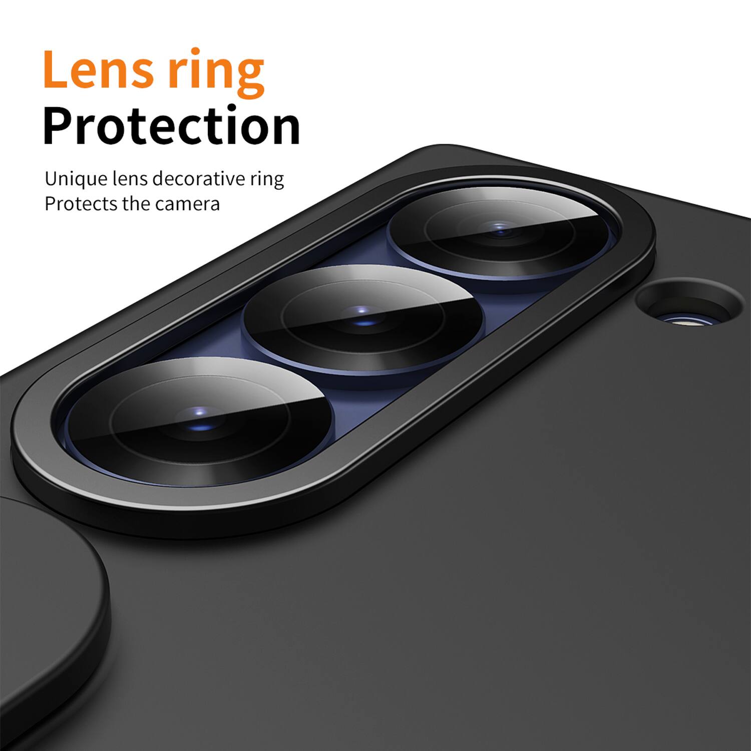 Lens ring Protection  
Unique lens decorative ring  
Protects the camera
