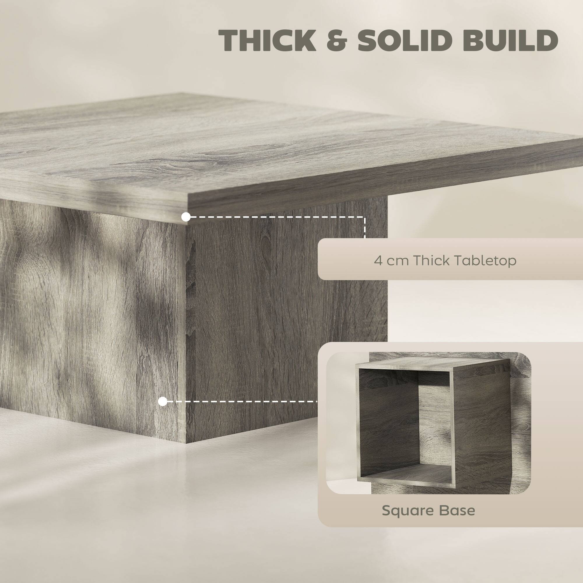 THICK & SOLID BUILD

4 cm Thick Tabletop

Square Base