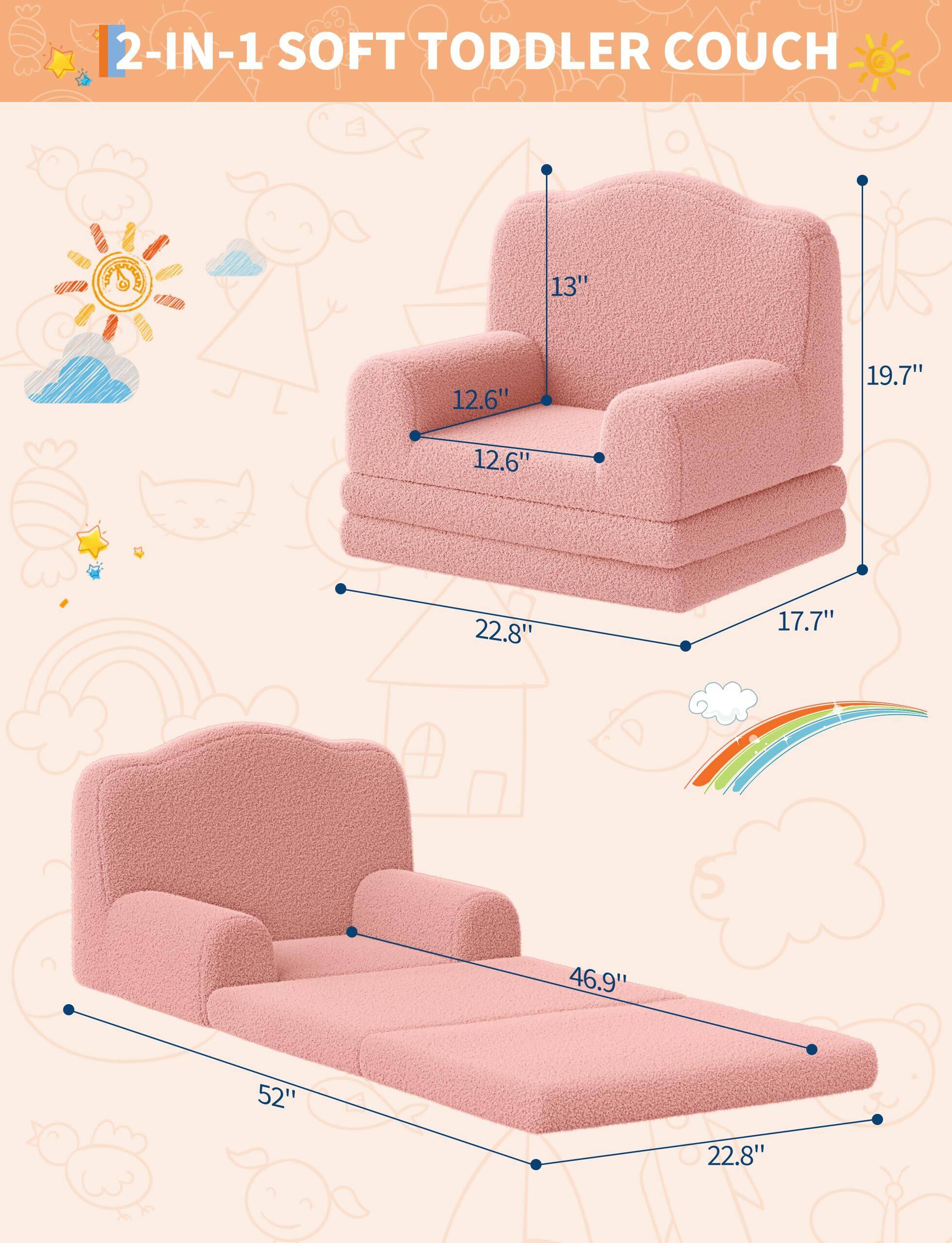 2-IN-1 SOFT TODDLER COUCH

13"  
12.6"  
19.7"  
12.6"  
22.8"  
17.7"  
46.9"  
52"  
22.8"