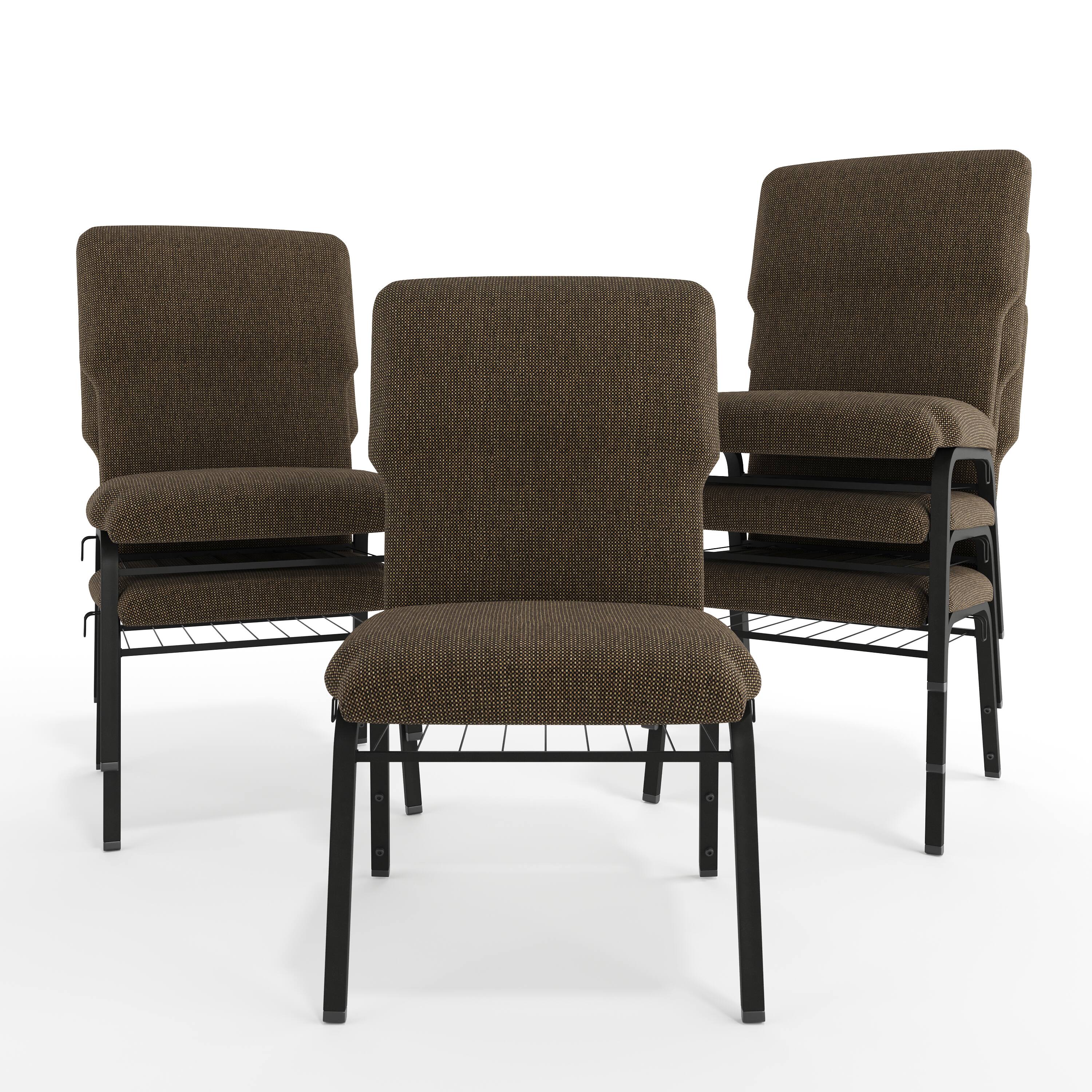 Alt View 10. Emma + Oliver - Discount Church Chair - 21 in. Wide - Jute Fabric/Black Frame.