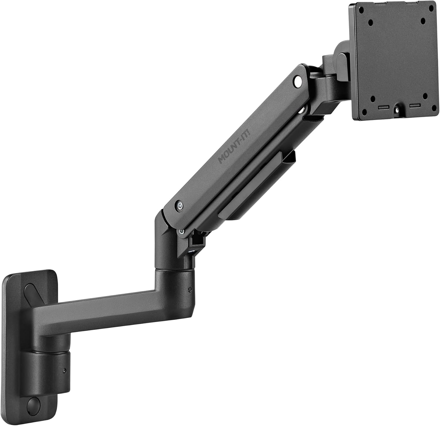 Angle. Mount-It! - Mount‑It! Heavy‑Duty Wall Mount Arm for 49″ Curved & Ultrawide Monitors, Gas‑Spring Full Motion, 23.5″ Reach, 44 lb - Black.