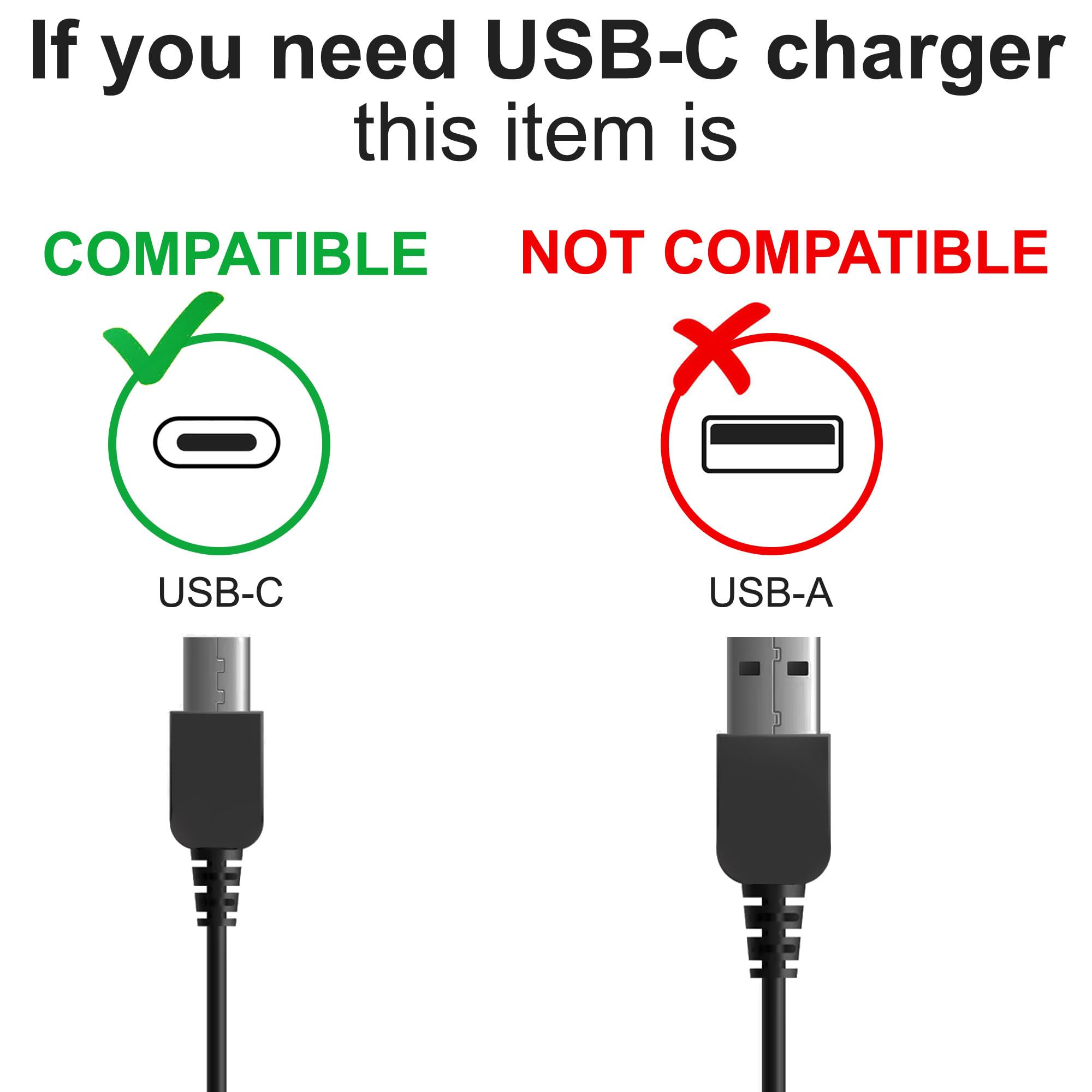 If you need USB-C charger this item is

COMPATIBLE USB-C

NOT COMPATIBLE USB-A