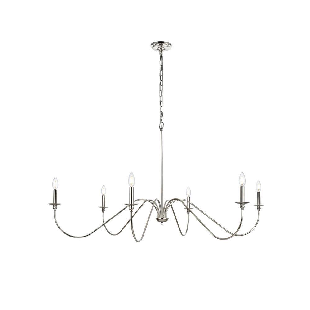 Alt View 4. Living District - Rohan 54 inch chandelier in Polished Nickel - Polished Nickel.