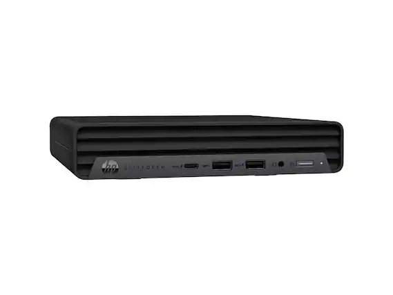 Front. HP - HP EliteDesk 800 G6 Mini, Core i7-10700T, 32GB, 512GB NVMe, Win 11 Pro, Wi-Fi/Bluetooth - Black.