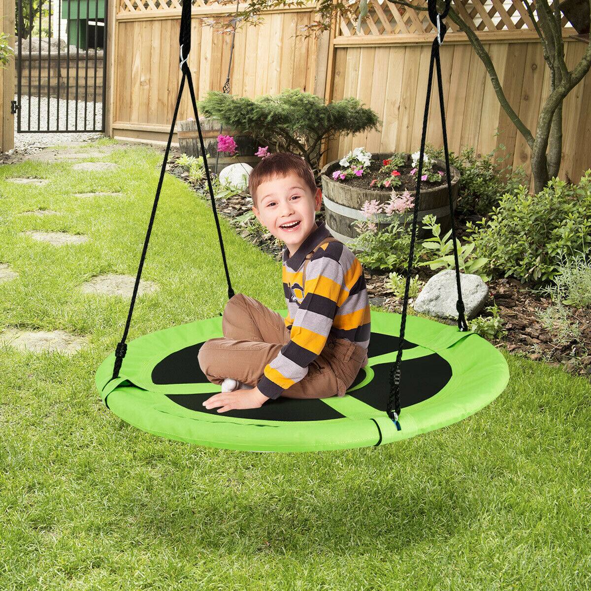 Alt View 4. Costway - Costway 40" Flying Saucer Tree Swing Indoor Outdoor Play Set Swing for Kids - Green.
