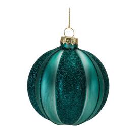 BreeBe - Glittered Glass Ball Ornament (Set of 12) - Green