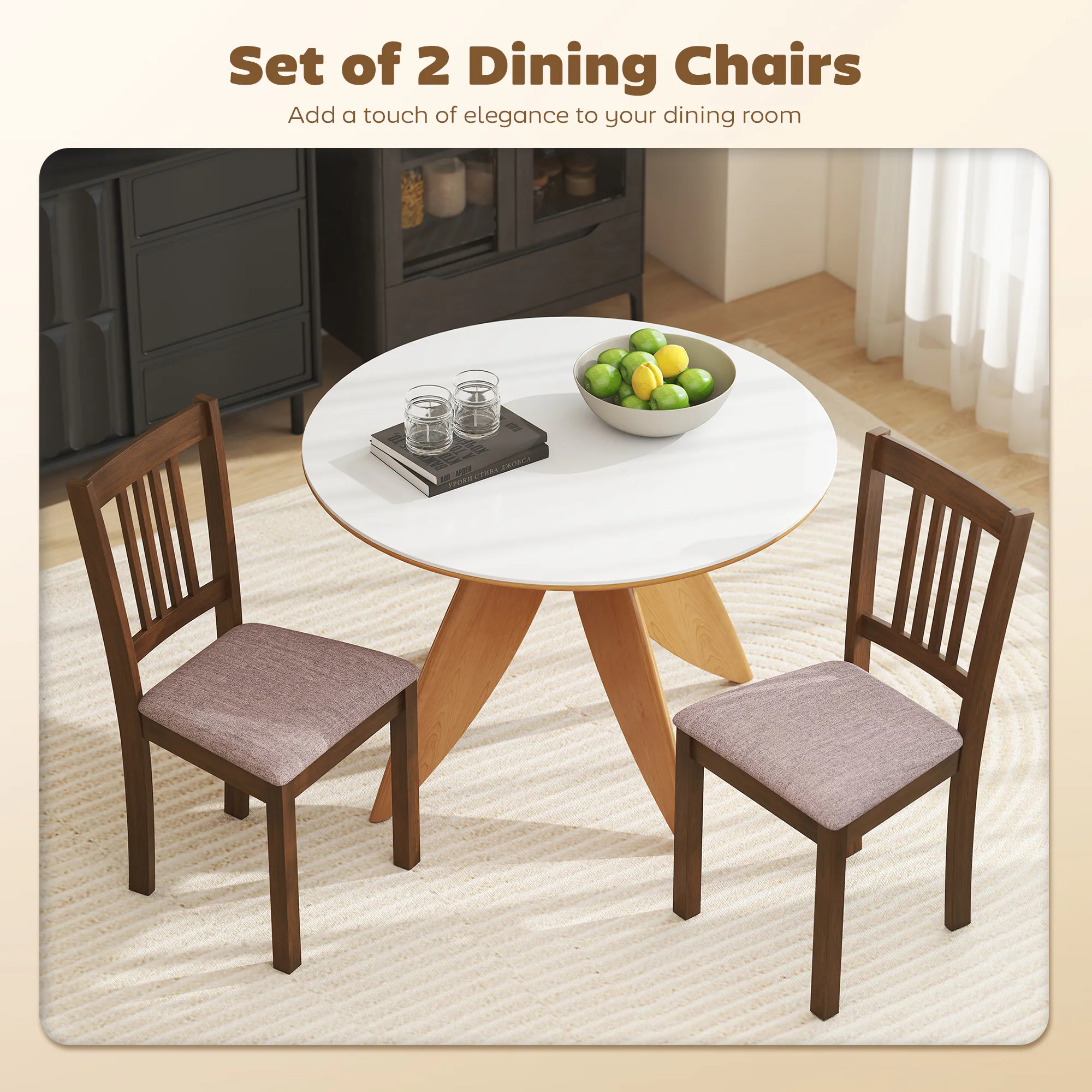 Set of 2 Dining Chairs  
Add a touch of elegance to your dining room