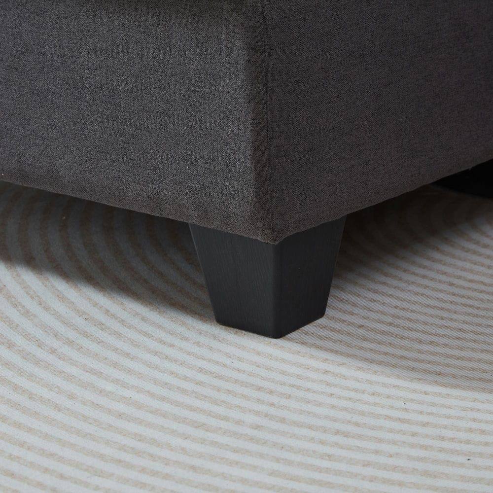 Back. Kadyn - 86" L-Shaped Sectional with Ottoman, 3-Seat Design with Built-In Armrest Organizer, Dark Gray - Gray.