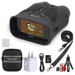 Minolta - MNDM10B 10x25 Digital Night Vision Monocular 4K Bundle (Black)