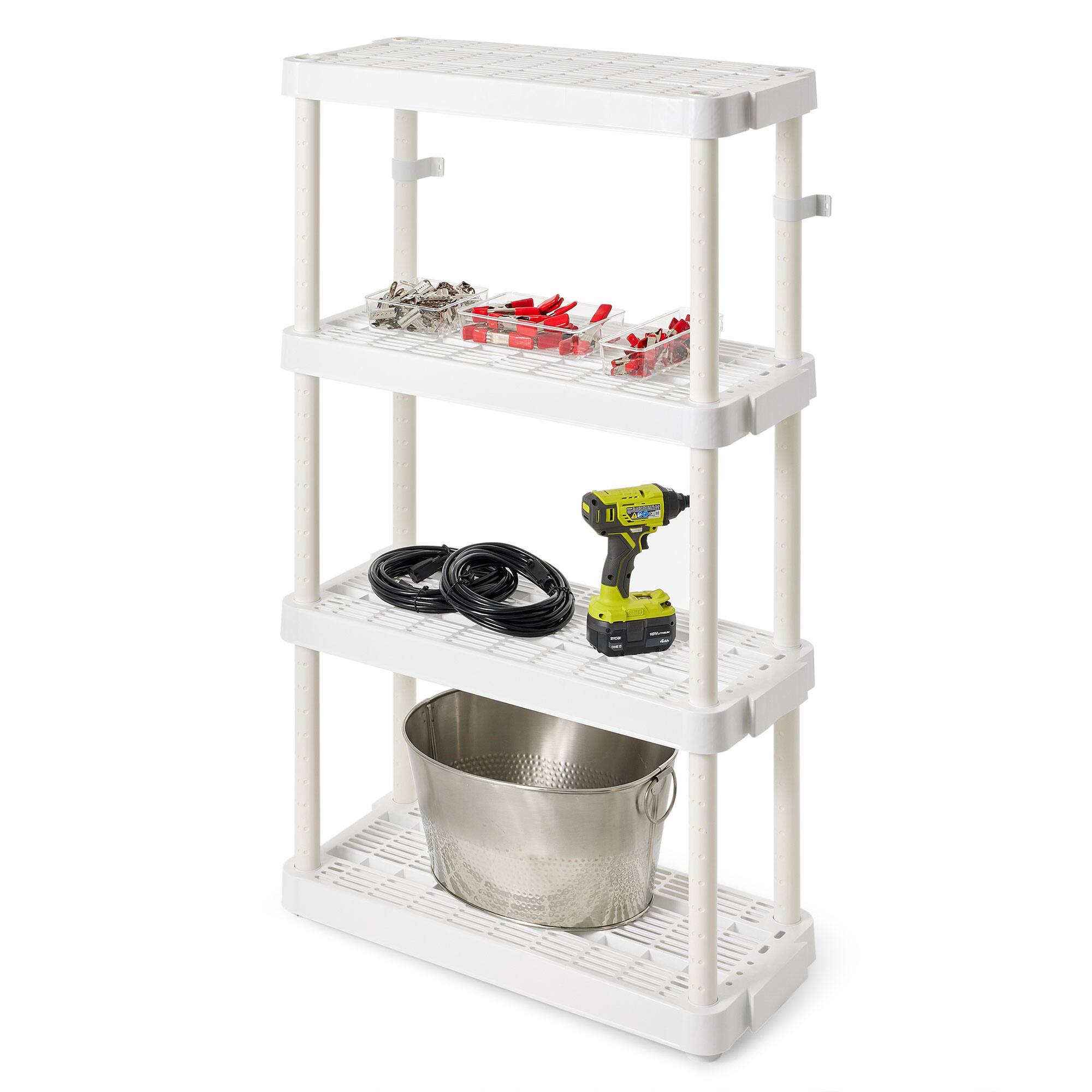 Alt View 4. Gracious Living - Gracious Living 4 Shelf Adjustable Height Ventilated Medium Duty Storage, White - White.