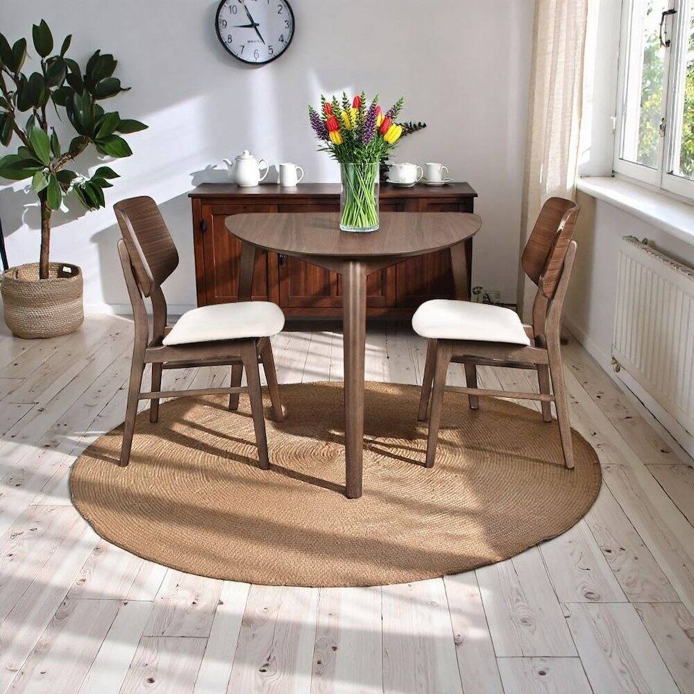 Left. FurniFact - Walnut Solid Wood Dining Chairs Set of 2 – Classic Chairs for Dining - Walnut.