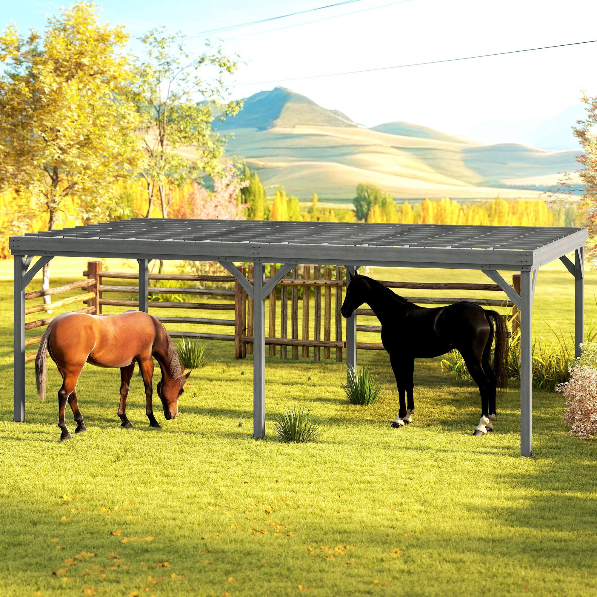 Alt View 5. Outsunny - 12' x 20' Outdoor Pergola, Wood Gazebo Grape Trellis with Concrete Anchors for Climbing Plant Support - Gray.