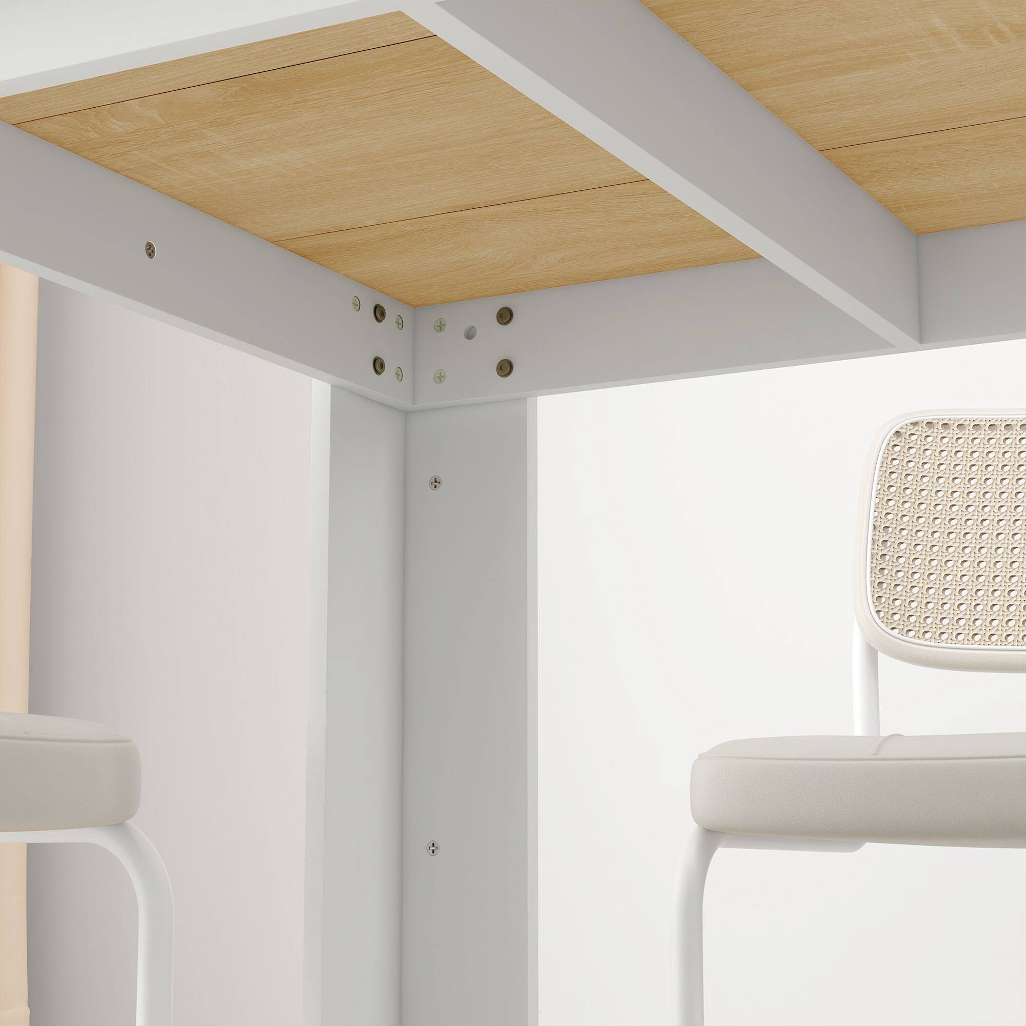 Alt View 8. Homcom - Dining Table for 4-6 People, Modern Rectangular Kitchen Table for Dining Room, Living Room - Oak and White.
