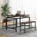 Alt View 13. Costway - 3 PCS Dining Table Set for 4 w/ 43" Wooden Kitchen Table 2 Benches Metal Frame - Brown and Black.