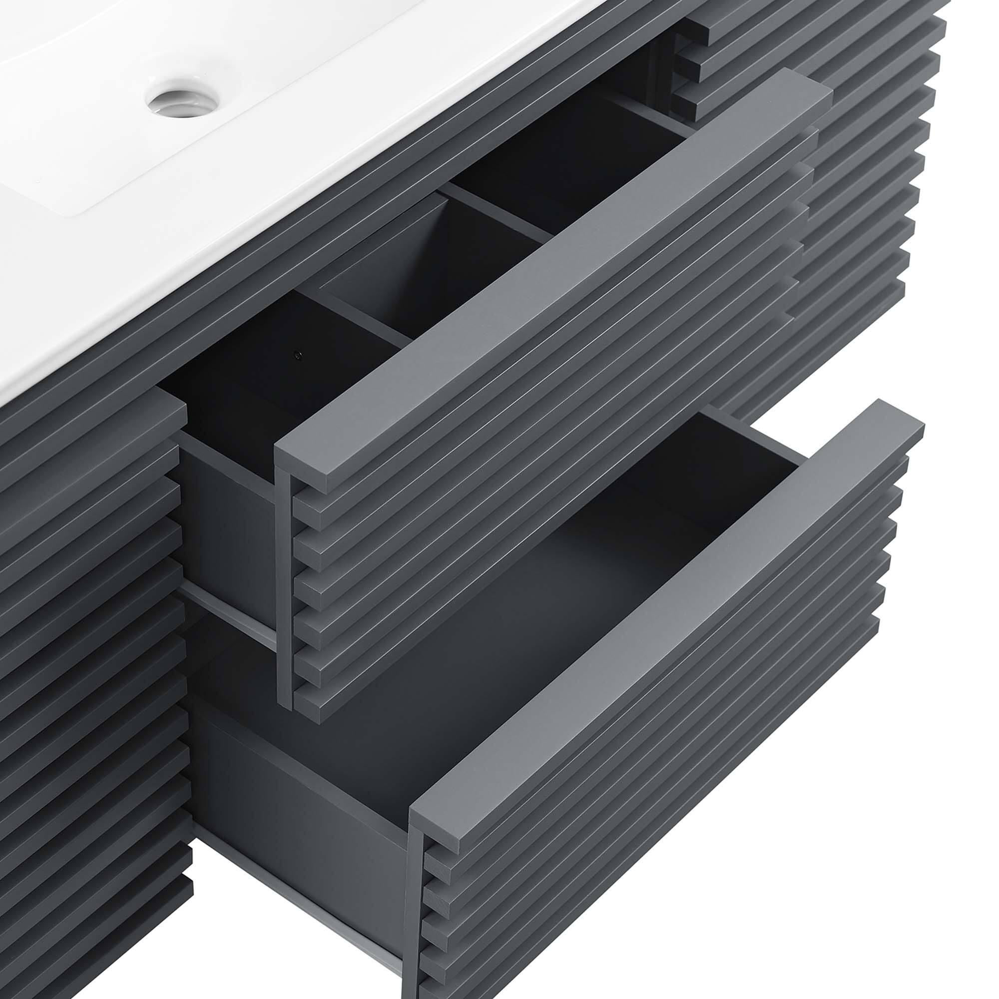 Alt View 6. Modway - Render 48" Wall-Mount Bathroom Vanity Basin Included by Modway - Gray White.