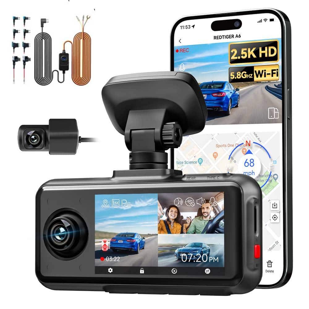 11:53 REC  
REDTIGER A6  
2.5K HD  
5.8GHz Wi-Fi  
Sports One  
hifer nicAN Ave  
abe Science REAR  
91 TYPE C  
68 mph charlotte enter  
&  
03:22  
07:20 PM  
IS dson  
Delete