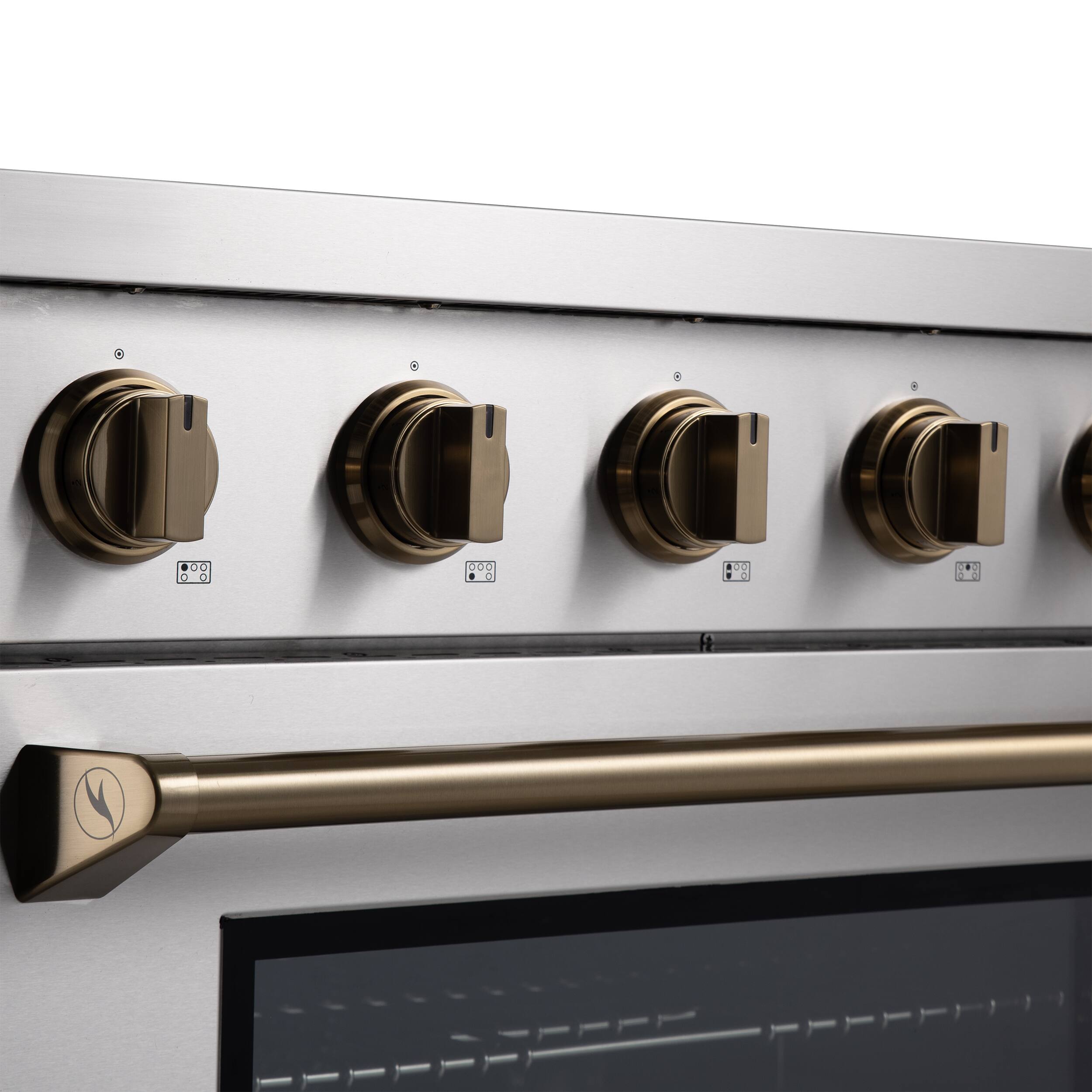 Alt View 5. Kucht - 36 Inch Induction Range in Stainless Steel with Gold accents with 5 Elements and Bridge Zone - Stainless Steel with Gold.