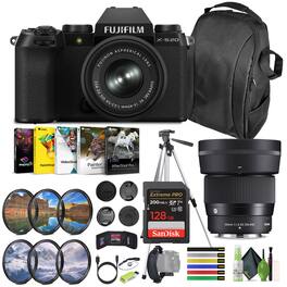 Fujifilm - X-S20 Mirrorless Camera With 15-45mm + SIGMA 56mm f/1.4 DC DN Lens - Black