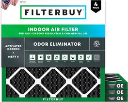 Filterbuy - 18x18x1 MERV 10 Odor & Allergy Defense, Electrostatic Pleated HVAC AC Furnace Air Filters Replacement (4-Pack) - Black