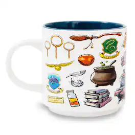Silver Buffalo - Harry Potter Hogwarts Allover Icons Ceramic Stacking Mug | Holds 13 Ounces - White