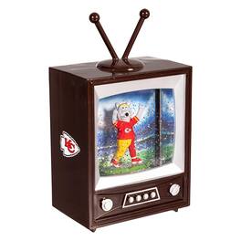 Evergreen Enterprises - Kansas City Chiefs 8" Vintage TV Water Globe Lantern with Mascot - Brown
