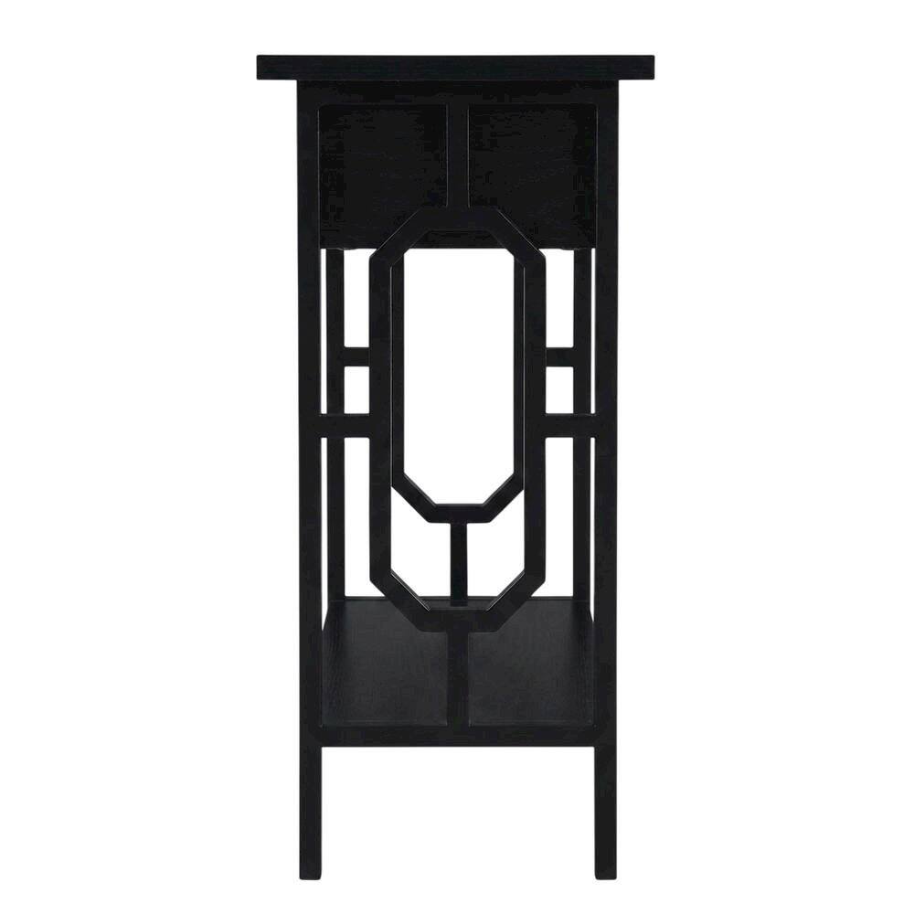 Angle. FurniFact - Flip Top End Table with Integrated Charging Station for Modern Living - Black / Black.
