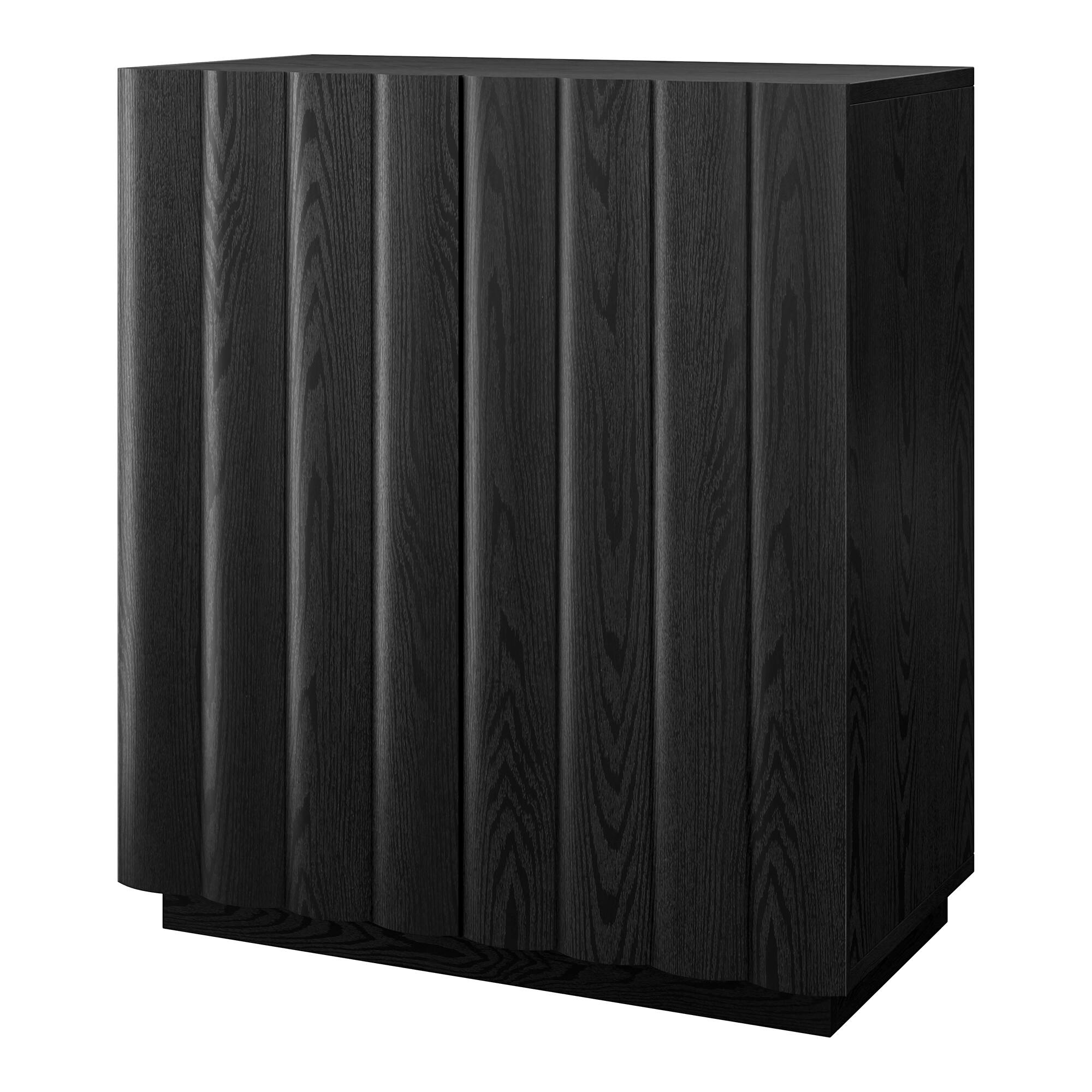 Left. Hudson&Canal - Molly 28" Wide Rectangular Fluted Accent Cabinet - Black.