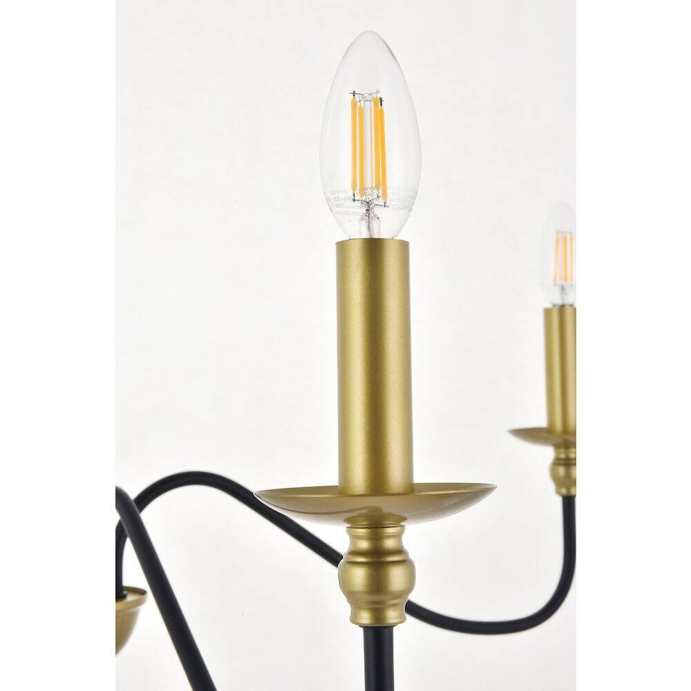 Alt View 1. Living District - Rohan 4 Light Matte Black And Brass Pendant - Matte Black And Brass.