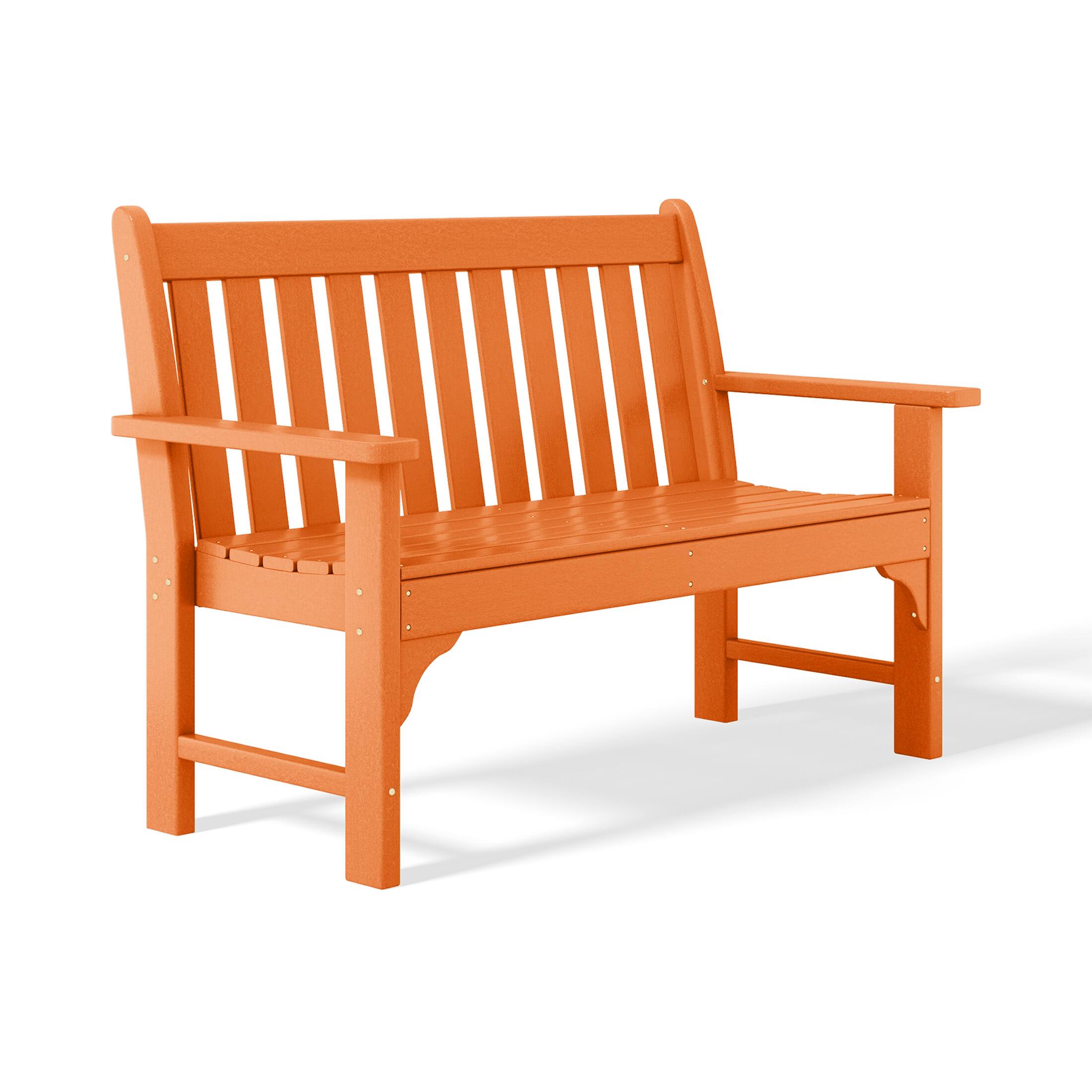 Left. WestinTrends - WestinTrends Malibu Outdoor 2-Person All-Weather HDPE Front Porch Garden Bench - Orange.