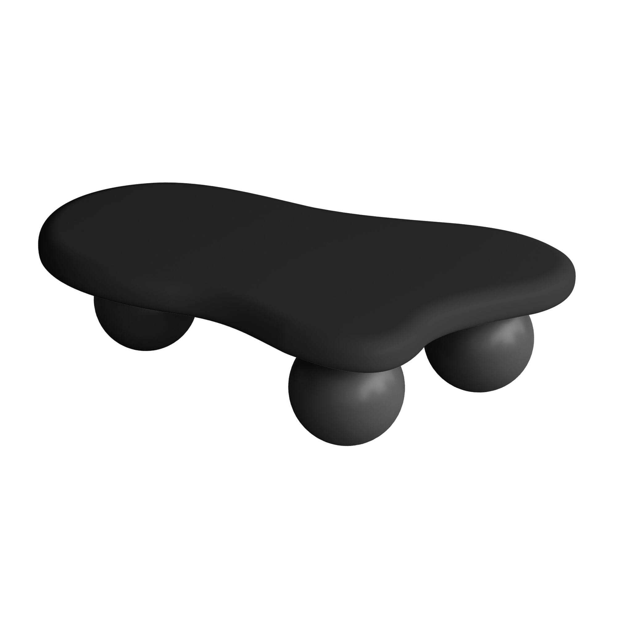 Alt View 4. Loheer - Loheer Black Cloud Coffee Table 47 Inch Irregular Center Table with Ball Legs - Black.