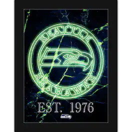 Fan Creations - Seattle Seahawks 12'' x 16'' Framed Circle Logo Print - Black