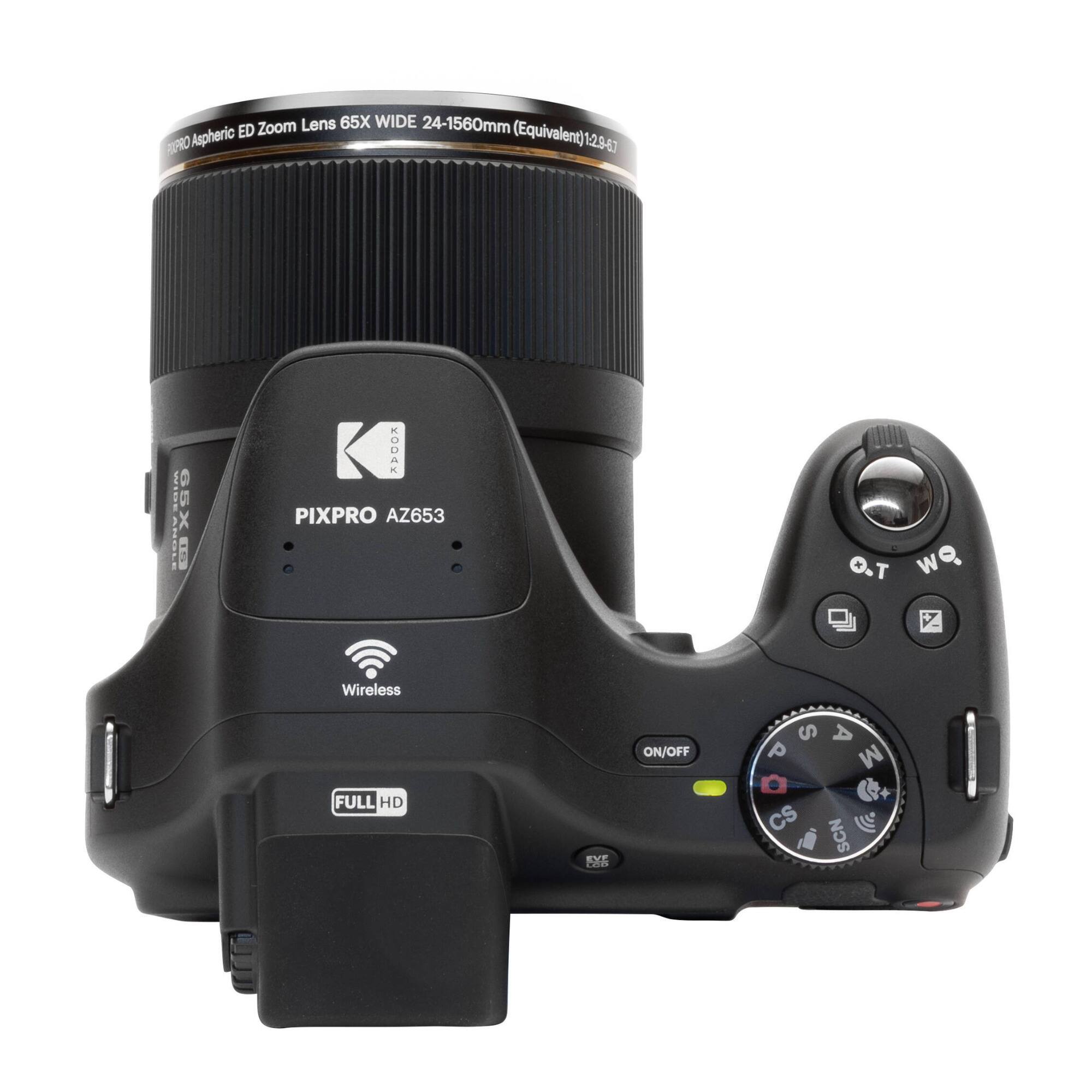Zoom Lens 65X WIDE 24-1560mm Aspheric ED (Equivalent) PRO 1.2-9-67  
WIDEANGLE 65X  
KODAK PIXPRO AZ653 Wireless  
O.T we  
FULL HD  
EVE LOO  
ON/OFF  
S A P M CS SCN