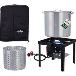 Hike Crew - 60QT Outdoor Boiling Kit with Igniter, 110,000 BTU Seafood Boil Set for Crawfish & More - Stainless Stee;