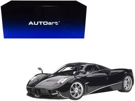 Pagani Huayra Gloss and Silver Wheels 1/12 Model Car by Autoart - Black with Silver Stripes