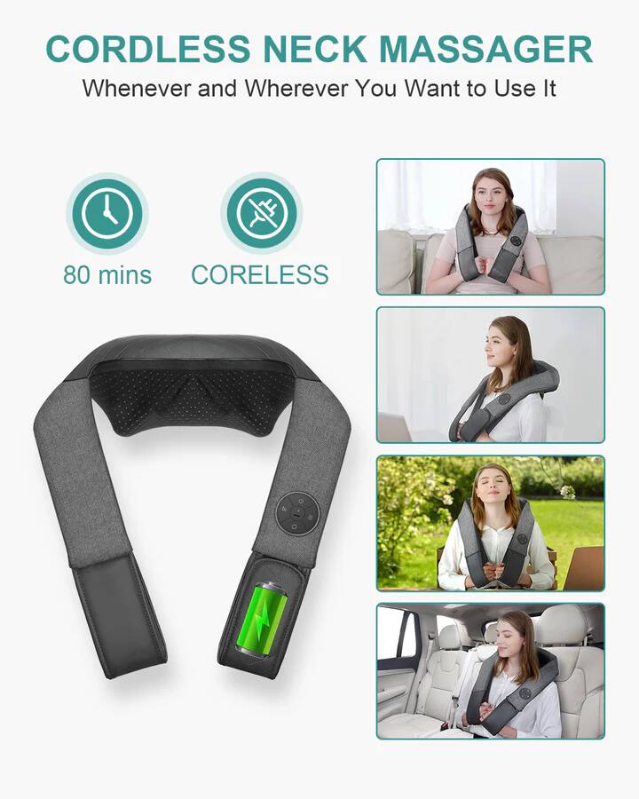CORDLESS NECK MASSAGER
Whenever and Wherever You Want to Use It
80 mins
CORELESS