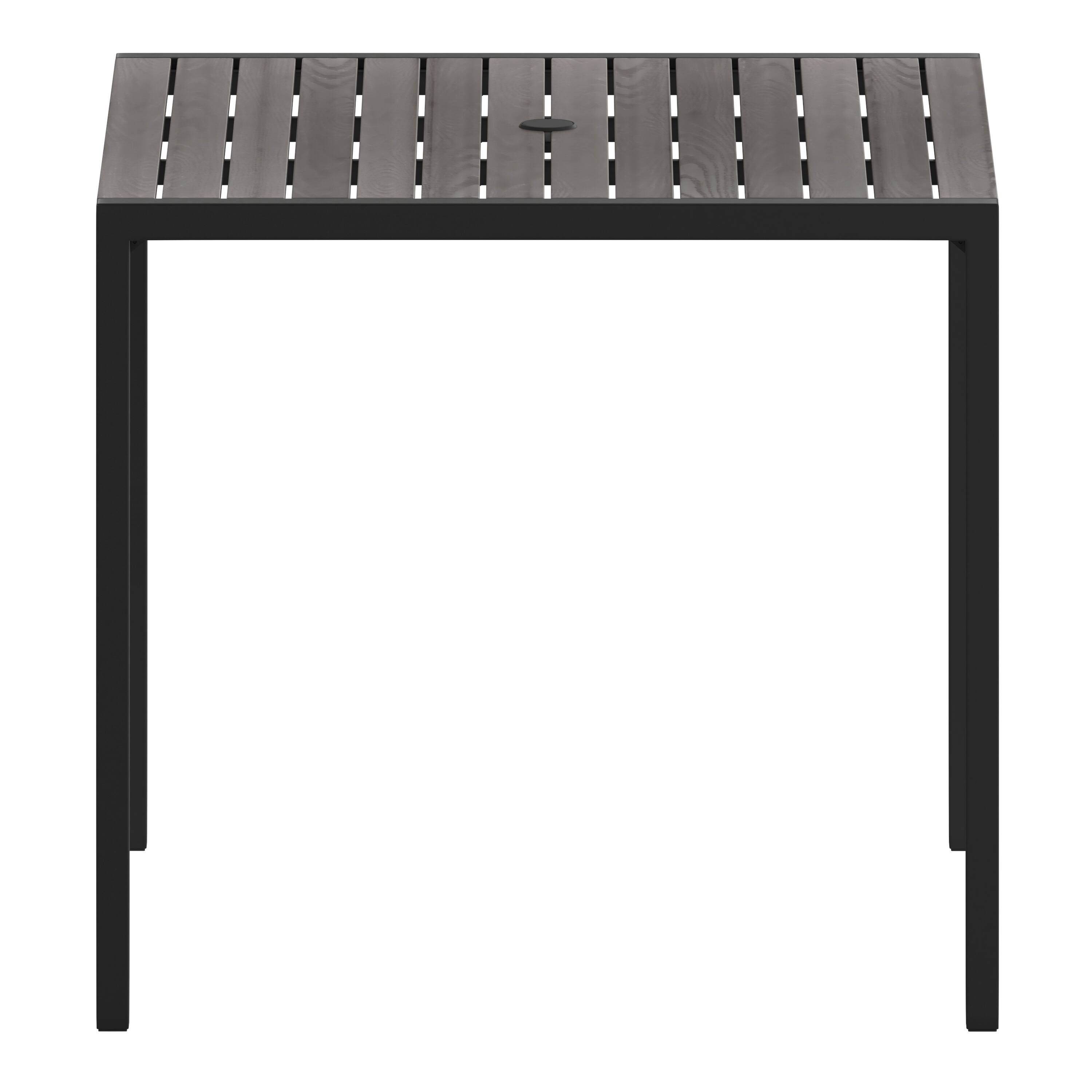 Alt View 9. Emma + Oliver - Square All-Weather Faux Teak Patio Dining Table with Steel Frame - Seats 4 - Gray Wash Teak.