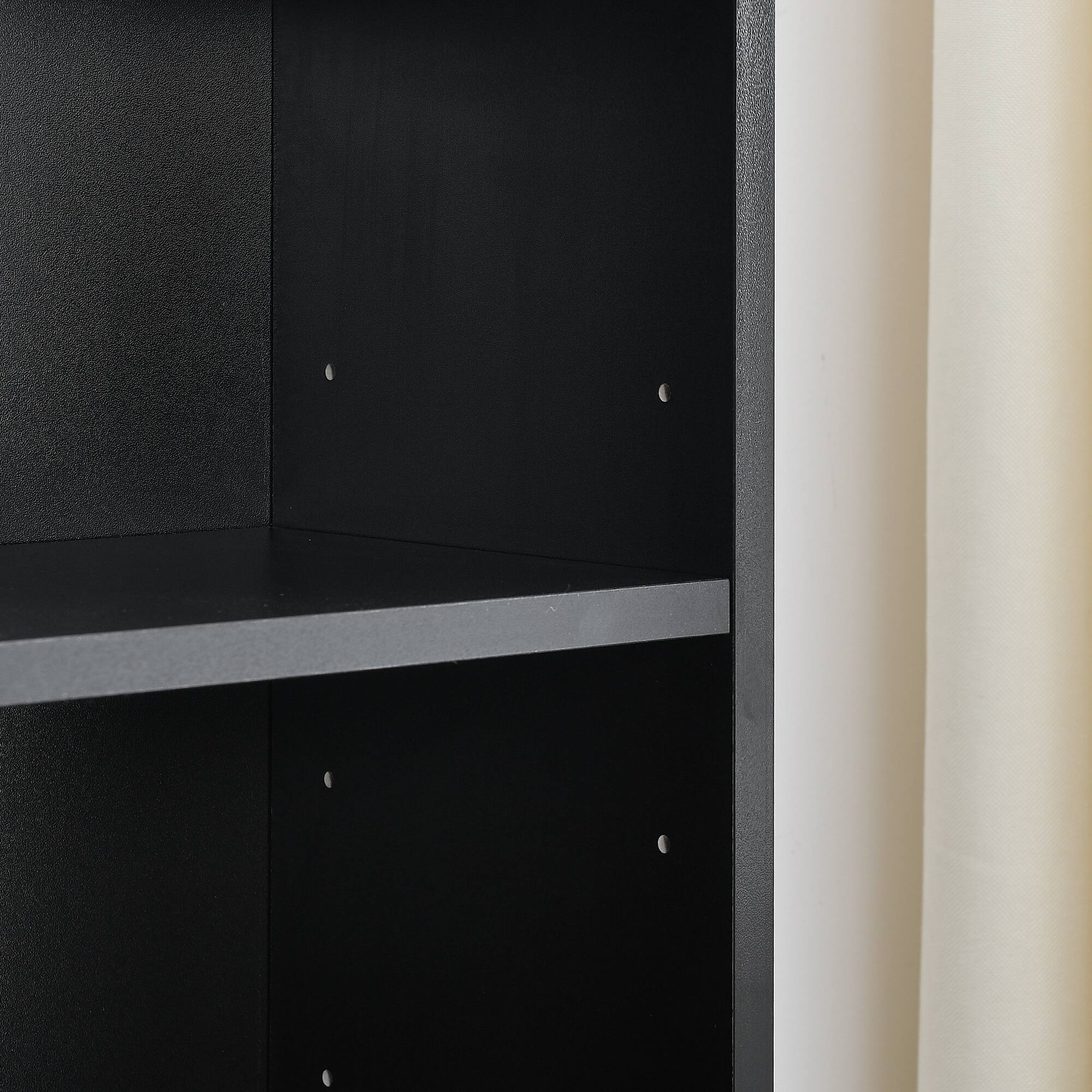 Alt View 10. Tiramisubest - 8-Tier Tall Narrow Bookcase Display Bookshelf with Adjustable Shelves, Multi-Functional Double-Decker Bookcase, Black - Black.