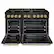 Angle. ZLINE - 48 in. Wide 8 Burner Autograph 6.7 Cu. Ft. Freestanding Paramount Gas Range with Bronze Helix Handles - Black Stainless Steel.