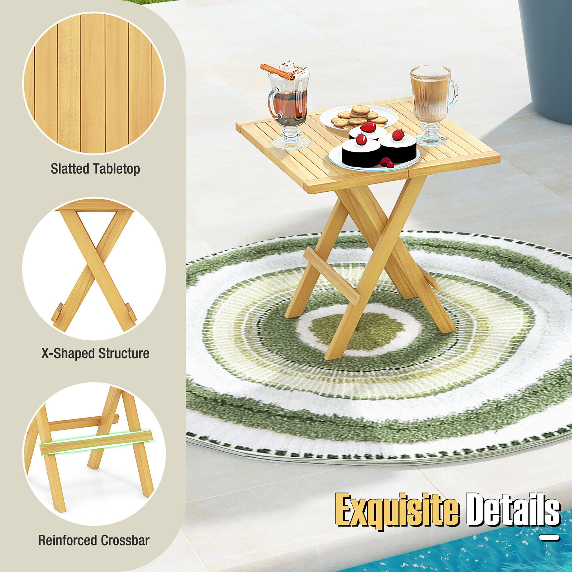 Slatted Tabletop  
X-Shaped Structure  
Reinforced Crossbar  
Exquisite Details