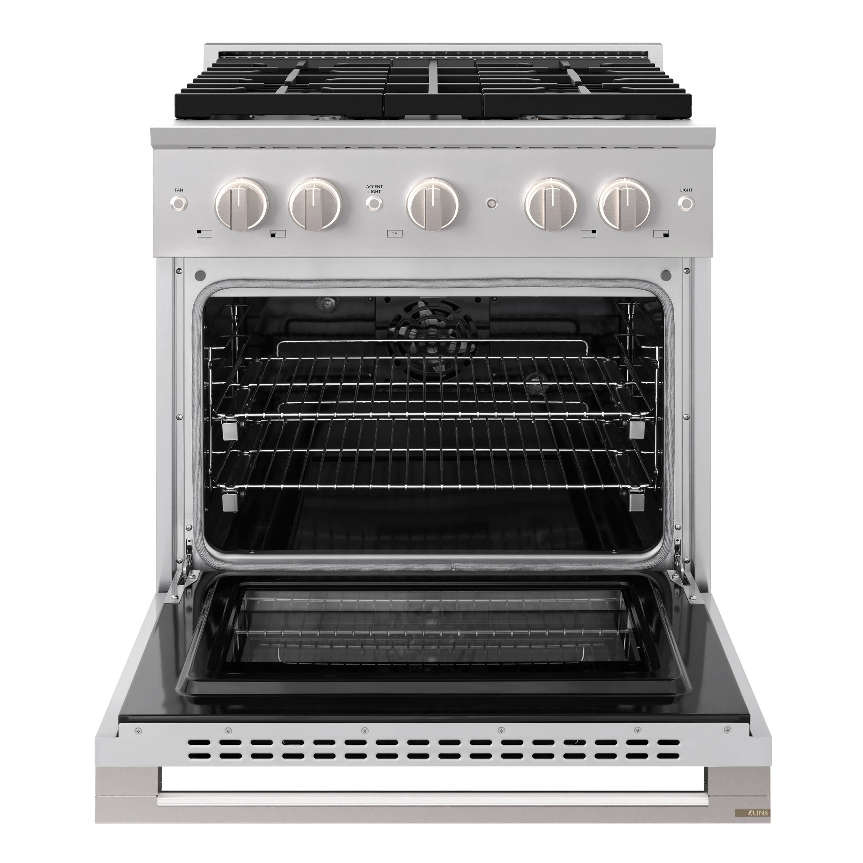 Angle. ZLINE - 30 in. 4.2 cu. ft. Marino Dual Fuel Freestanding Range w/ 4 Gas Burners & Electric Convection Oven in Stainless Steel - Stainless Steel.