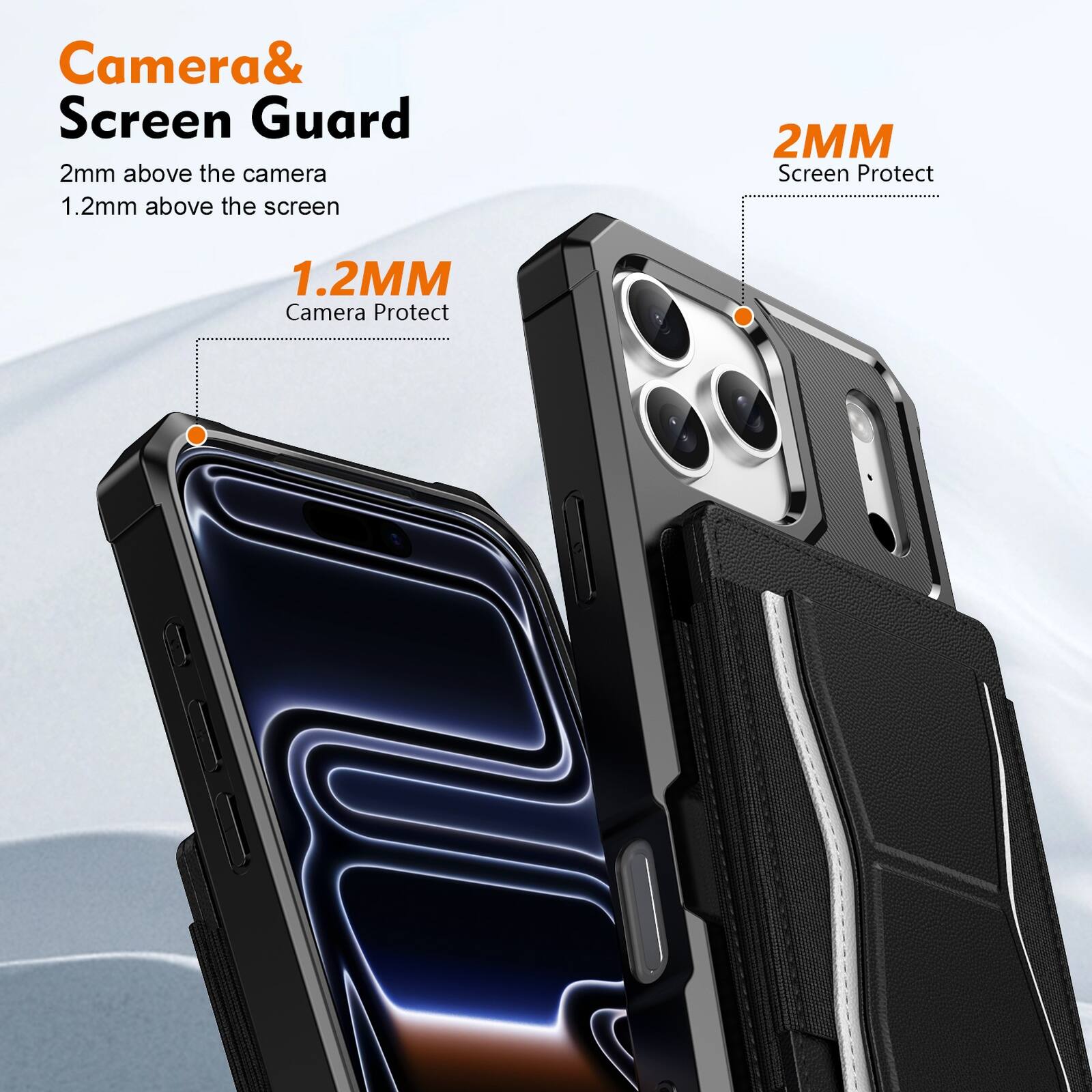 Camera & Screen Guard  
2mm above the camera  
1.2mm above the screen  

1.2MM Camera Protect  
2MM Screen Protect