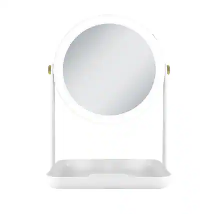 Front. Zadro - Back-to-School LED Lighted Makeup Mirror with 5X/1X Magnifications, Accessories Tray & Phone Holder - White.