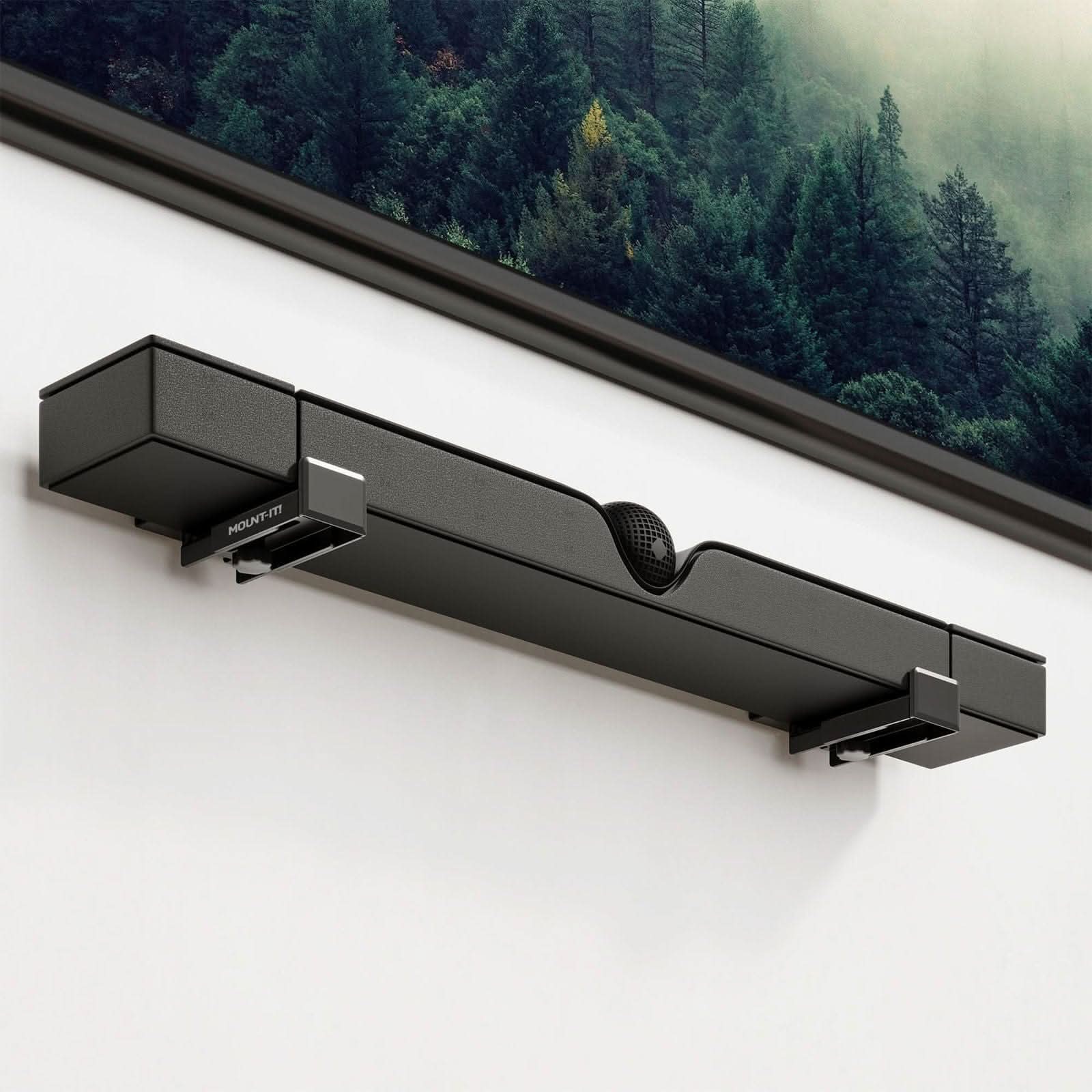 Angle. Mount-It! - No-Stud Sound Bar Wall Mount with Adjustable Tilt & Easy Installation for TVs - Black.