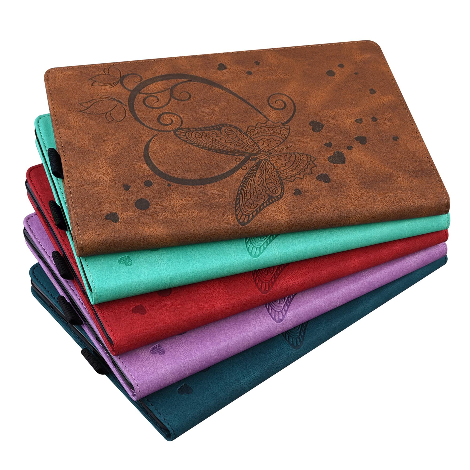 Alt View 6. Dteck - For Samsung Galaxy Tab A11/A9 8.7-inch PU Leather Embossed Butterfly Folio Case with Card Holder Flip Stand Cover - Brown.