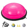 Front. VEVOR - Half Exercise Ball Trainer,26 inch Balance Ball Trainer, 1500lbs Capacity Stability Ball,Yoga Ball with Resistance Bands - Pink.