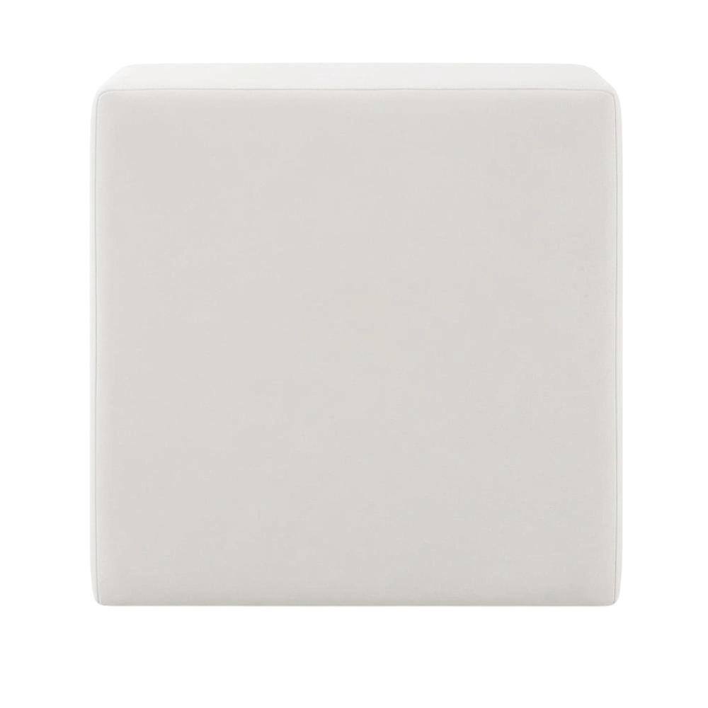 Back. Outdoor Escape - Square Performance Velvet Ottoman in Neutral Fabric for Outdoor Lounge - Gray.