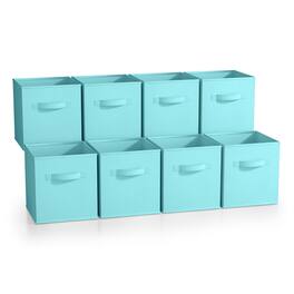 Sorbus - Fabric Storage Cubes - 8 Foldable Storage Bins for Organizing Pantry, Cubbies, Toy Box - Clothes Storage - Aqua