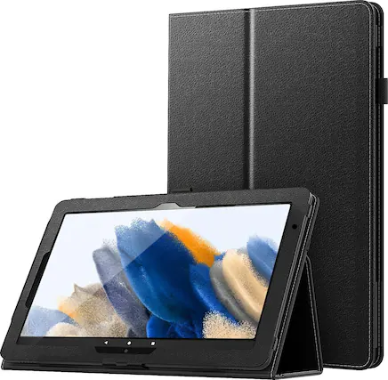 Front. SaharaCase - Samsung Galaxy Tab A11+ / Tab A9+ 11" Folio Case – Auto Sleep/Wake, Bi-Fold Stand, Hand Strap | Indy Series - Black.